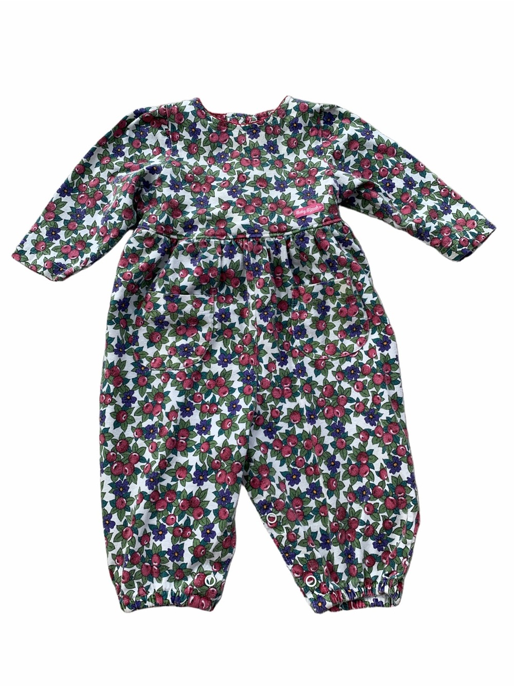 Vintage OshKosh B’Gosh Size 6-9 Months Berry Fruit Floral Coverall Bubble Romper